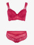 Ensemble en résille et dentelle fleurie - rouge - 3