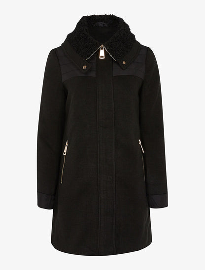 Manteau style parka à empiècement - noir - 3