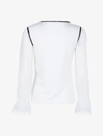Top buste à motifs et manches en voile - blanc - 2