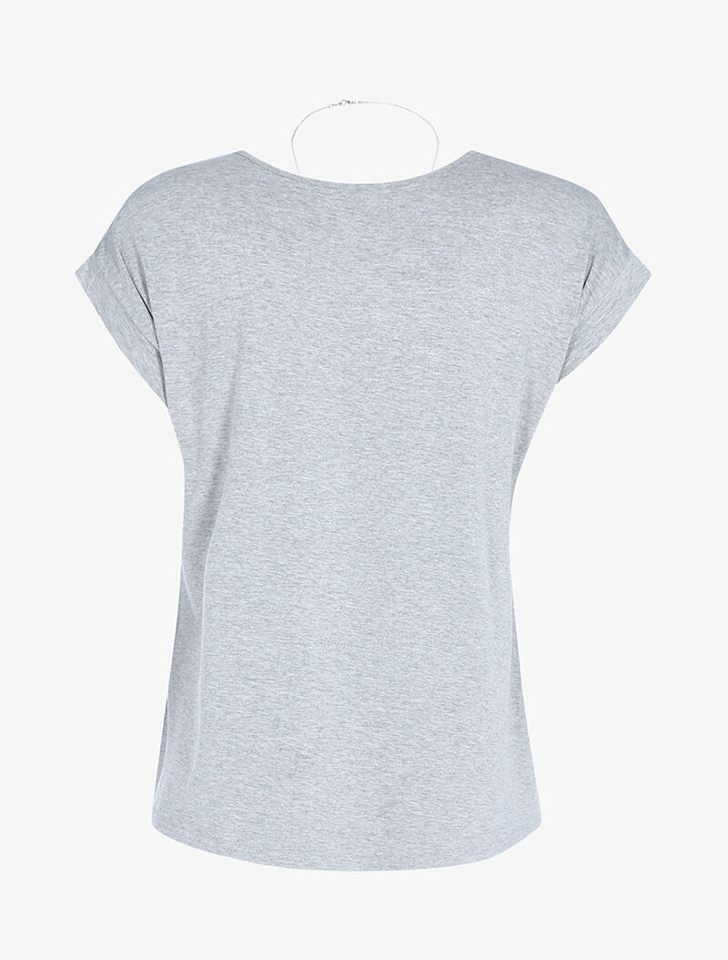 Top fluide avec sautoir - gris clair - 2