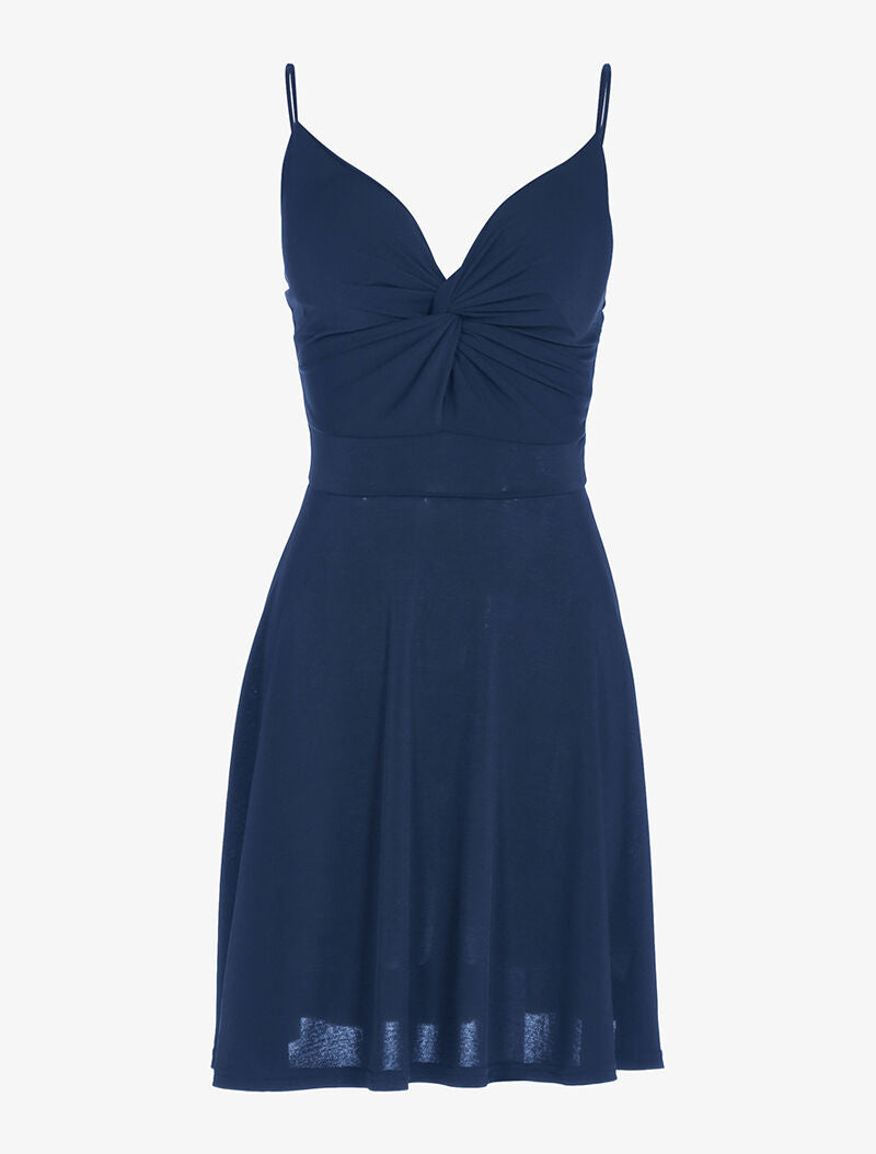 Robe à décolleté coeur torsadée - marine - 1