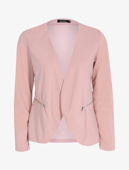 Veste ouverte à poches zippées - rose - 1