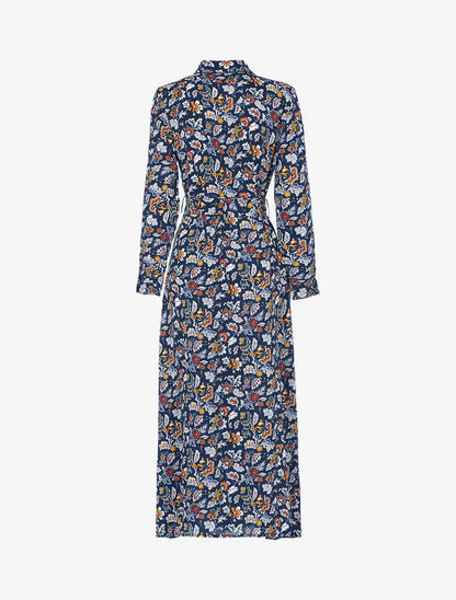 Robe longue à imprimé fleurs - marine - 2