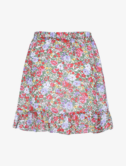 Jupe courte à imprimé printanier - écru/vert - 2