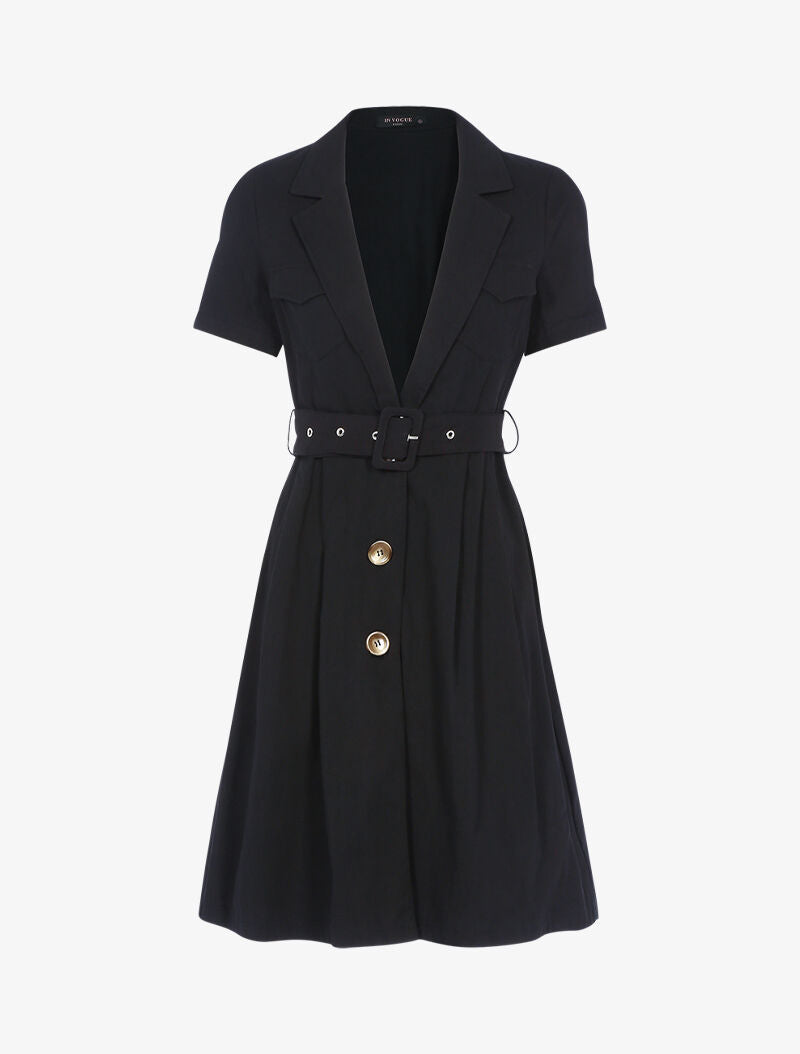 Robe patineuse à boutons contrastants - noir - 3