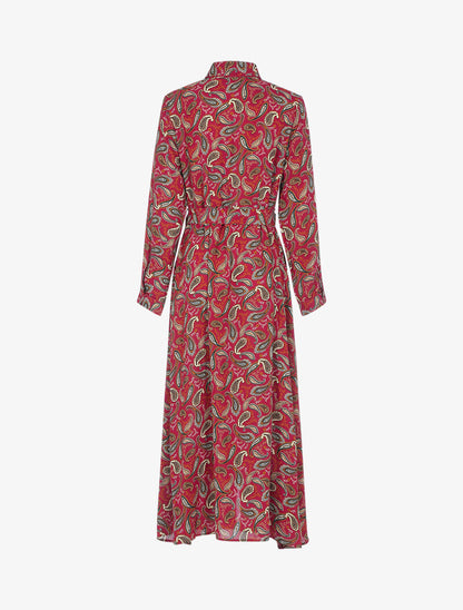 Robe à imprimé cachemire et feuilles - bordeaux - 2