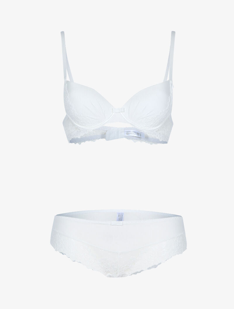 Ensemble en dentelle fleurie - ecru - 1