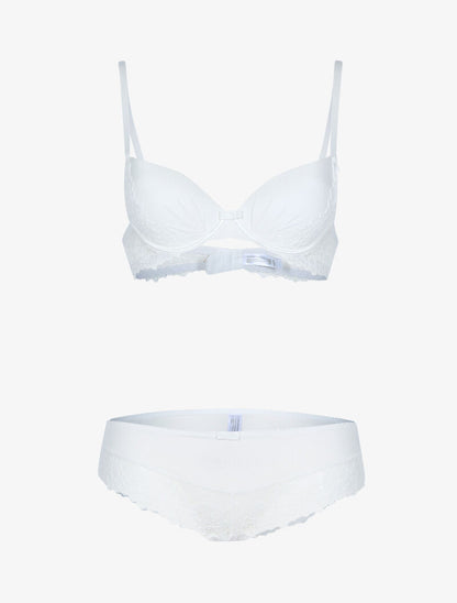 Ensemble en dentelle fleurie - ecru - 1