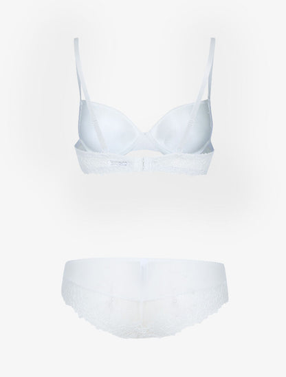 Ensemble en dentelle fleurie - ecru - 2