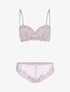 Ensemble en dentelle fleurie ajourée - taupe - 3