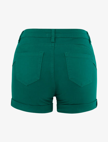 Mini short uni à ourlets - vert - 2