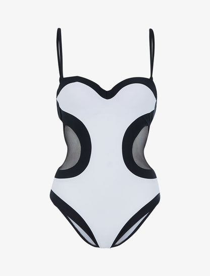 Trikini color block - blanc et noir - 3
