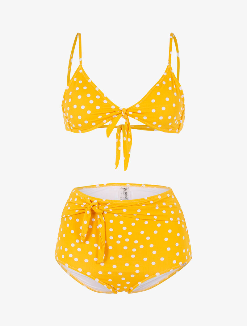 Bikini à imprimé pois - jaune - 3