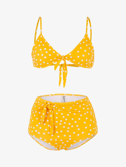 Bikini à imprimé pois - jaune - 3