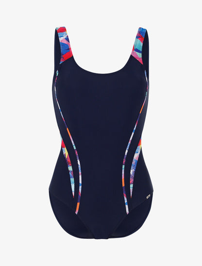 Monokini à découpes colorées - marine - 1