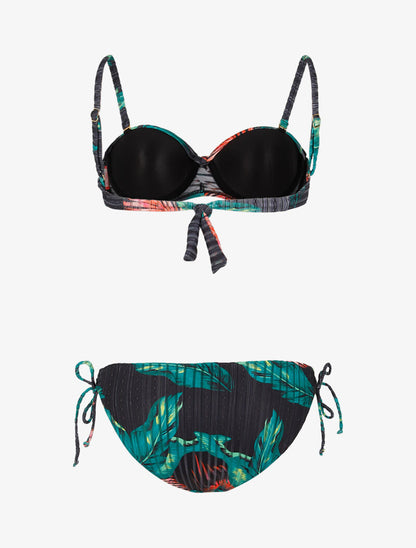 Bikini texturé à imprimé tropical - noir - 2