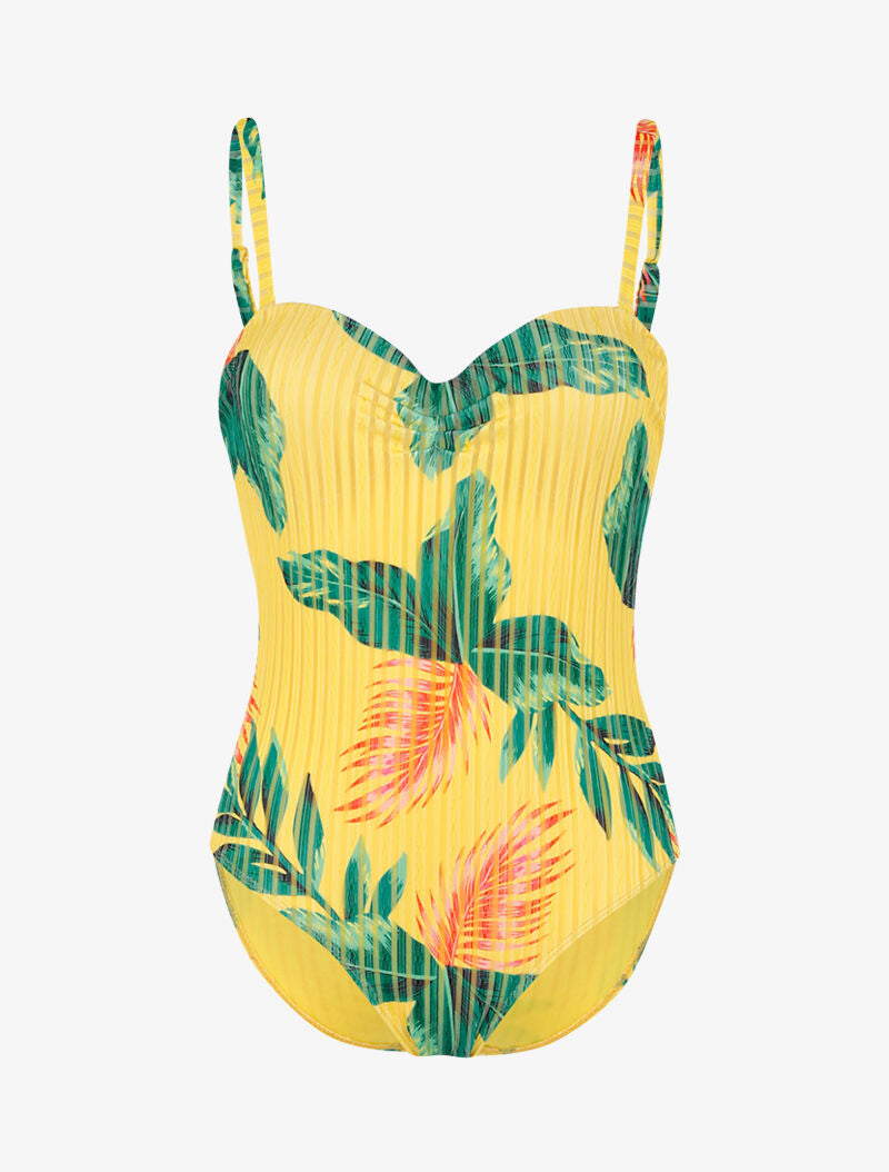 Monokini texturé à imprimé tropical - jaune - 3