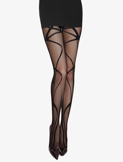 Collants résille à imprimés graphiques - noir - 1