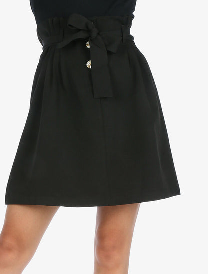 Jupe taille haute paper bag - noir - 1