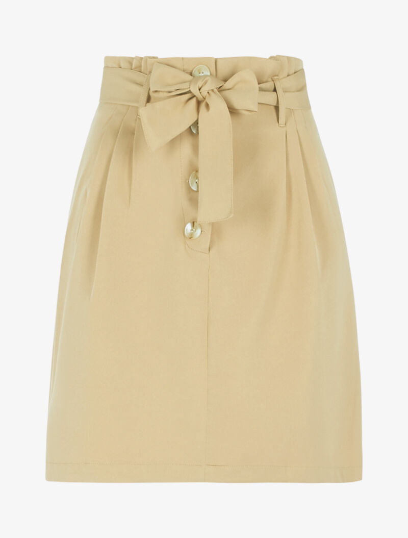 Jupe taille haute paper bag - beige foncé - 1