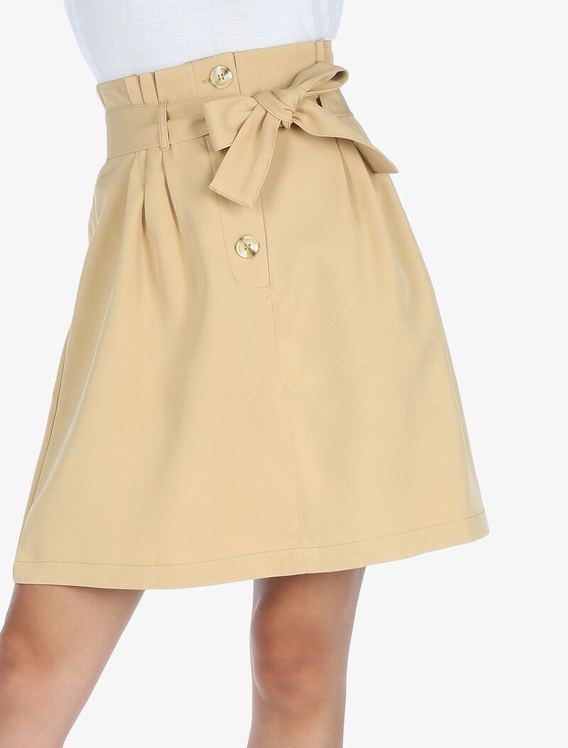 Jupe taille haute paper bag - beige foncé - 3