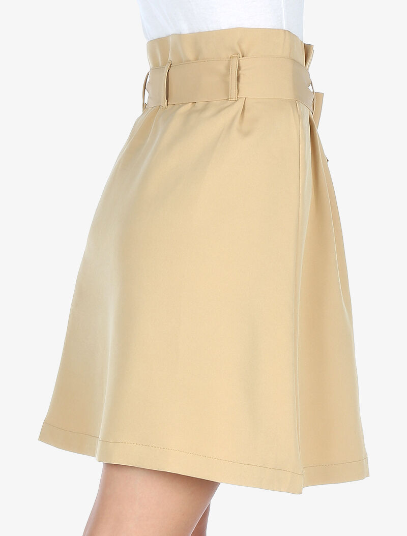 Jupe taille haute paper bag - beige foncé - 4