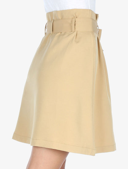Jupe taille haute paper bag - beige foncé - 4