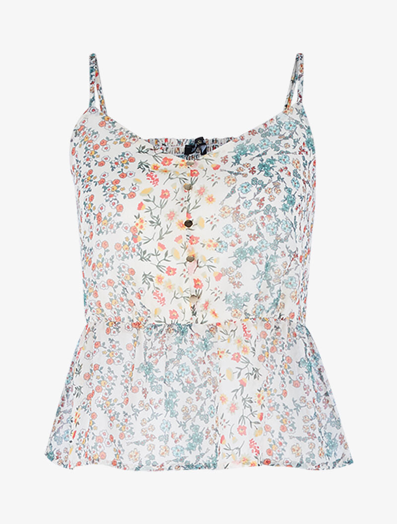 Débardeur court en voile imprimé - beige - 1