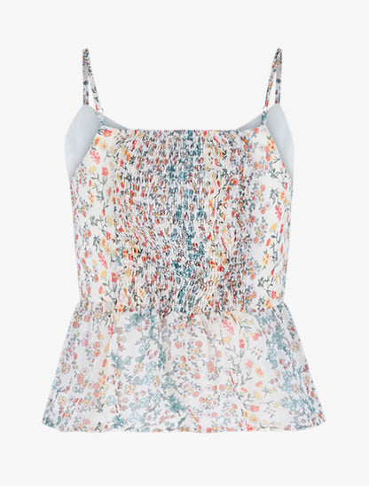 Débardeur court en voile imprimé - beige - 2