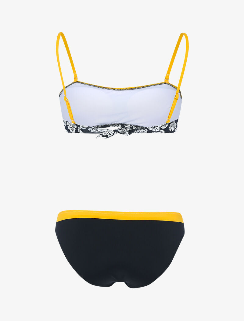 Bikini bicolore et haut imprimé - noir/jaune - 2