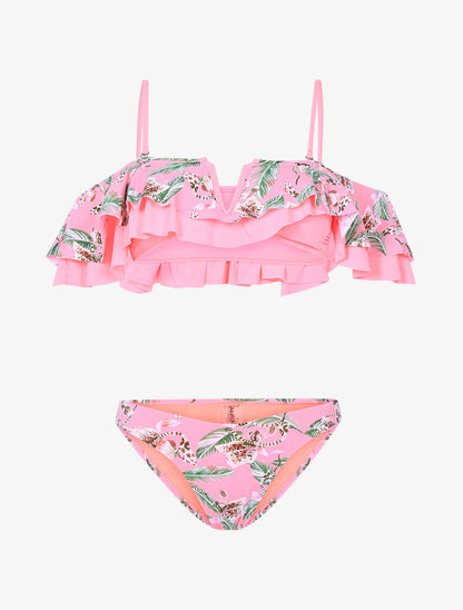 Bikini volanté imprimé jungle - rose - 1