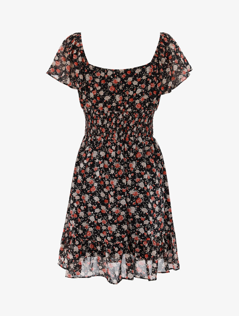 Robe patineuse fleurie - noir - 2