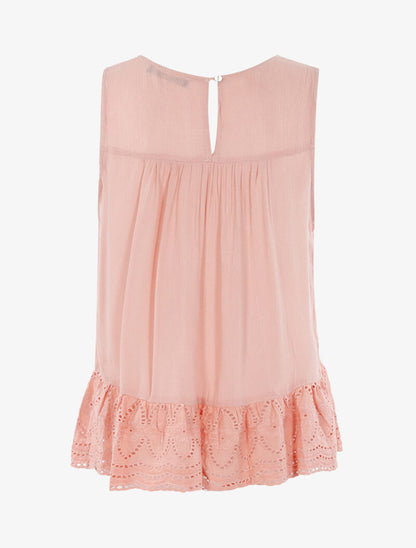 Top à détails style crochet - rose - 2