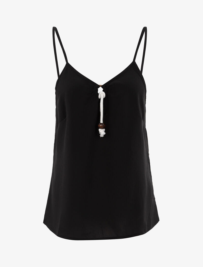 Top à encolure V - noir - 1