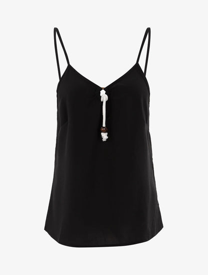 Top à encolure V - noir - 1