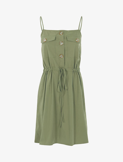 Robe à poitrine ornée de poches - kaki - 3