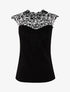 Top à plastron en dentelle festonnée - noir - 1