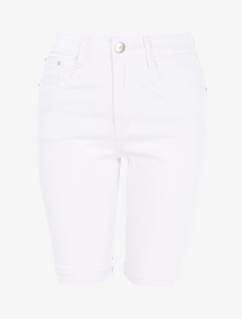 Bermuda slim uni - blanc - 1