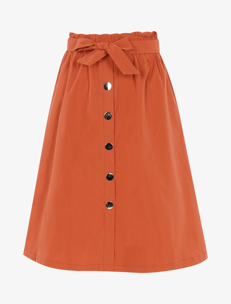 Jupe trapèze boutonnée - orange - 1