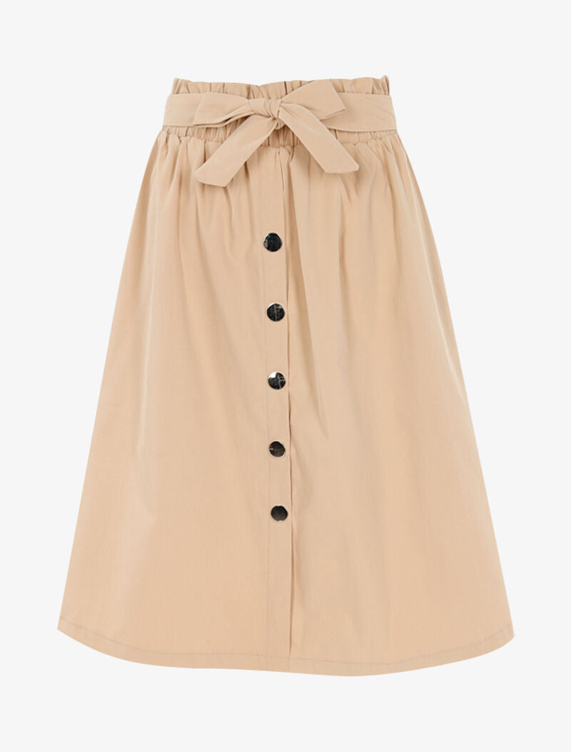 Jupe trapèze boutonnée - beige - 1