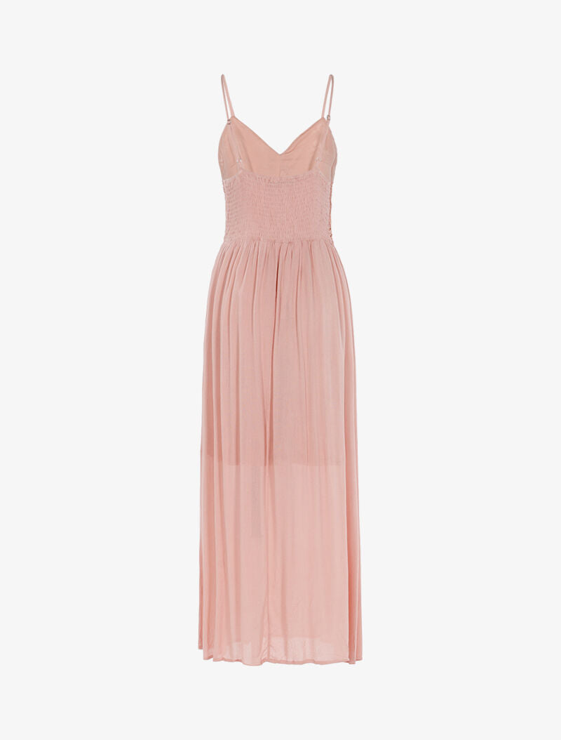 Robe longue à buste en crochet - rose - 2