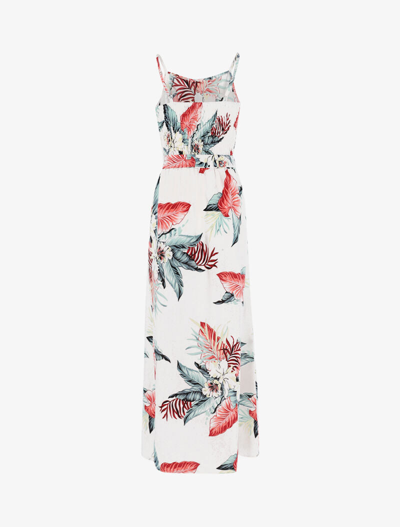 Robe longue à imprimé tropical - blanc - 2