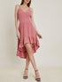 Robe asymétrique volantée - rose - 4