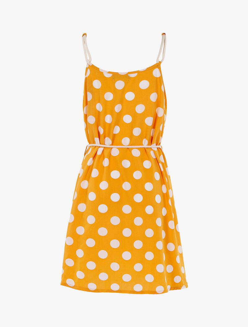 Robe trapèze à pois - jaune - 2