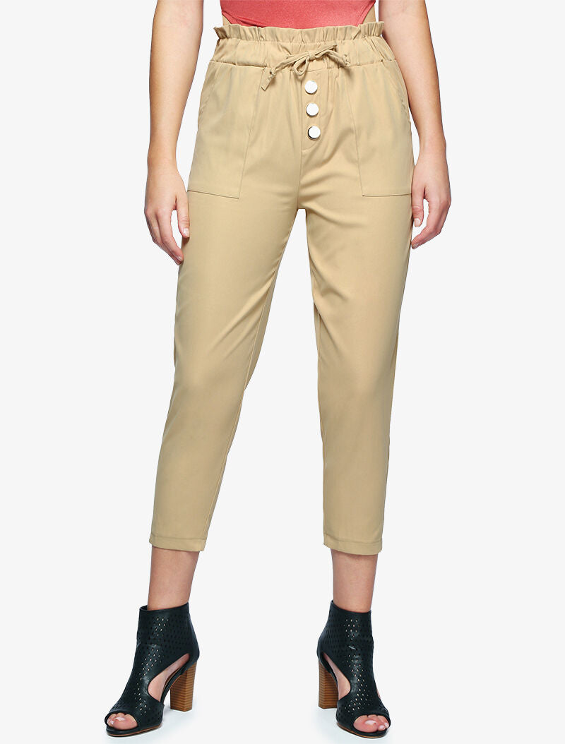 Pantacourt à taille empire - beige - 1