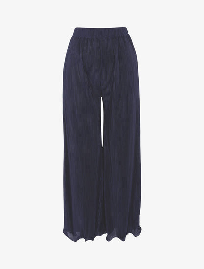 Broek 7/8 met wafelstructuur - marineblauw