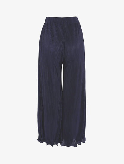 Broek 7/8 met wafelstructuur - marineblauw