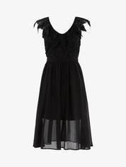 Robe longue à buste en crochet - noir - 3