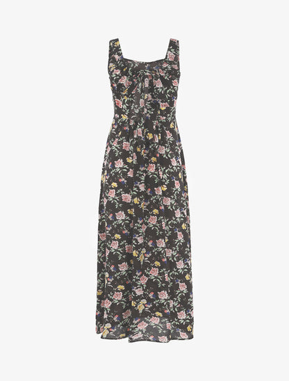 Robe fleurie à dos ajouré - noir - 2