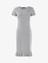 Robe à boutonnière et bord volanté - gris clair - 1